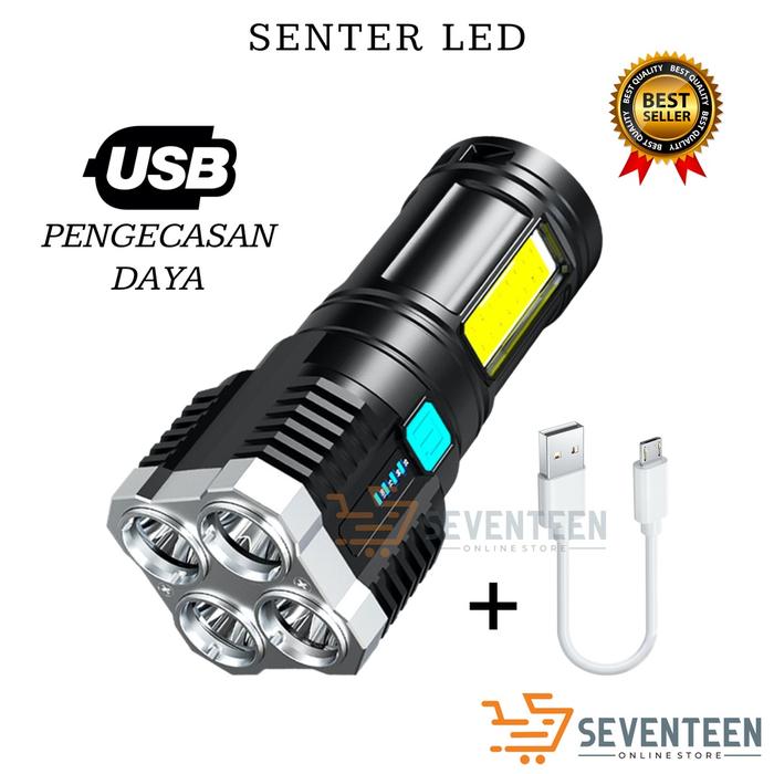 SEVENTEEN SENTER 4 LED COB SENTER 4 MODE JARAK JAUH SUPER TERANG SENTER CAMPING 4 MODE LAMPU SENTER 
