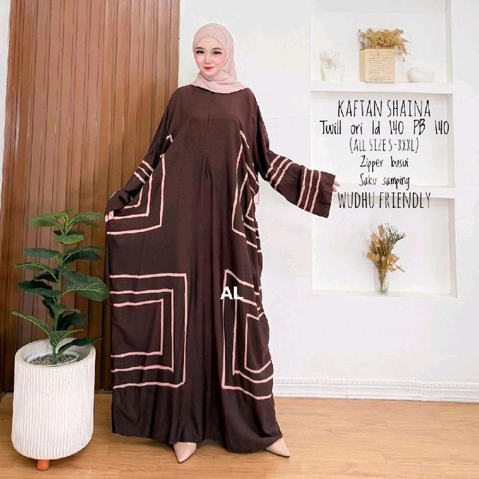 KAFTAN SHAINA Twill Ory Wudhu Friendly dengan Zipper Baju dan Saku Samping