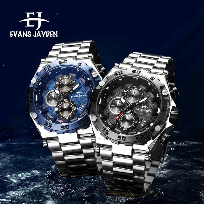 JAM TANGAN PRIA EVANS JAYDEN EJ-9840 ST STRAP STAINLESS STEEL BERGARANSI MESIN 1TH Quartz Watches
