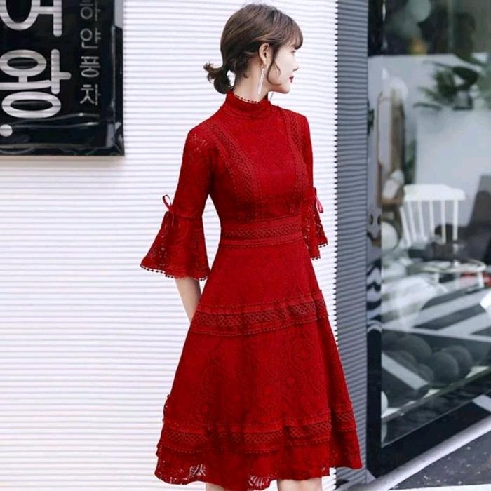 •ECLAIRE• 003 DRESS LACE KOREA CHRISTMAS NATAL CNY IMLEK WANITA INGGIT