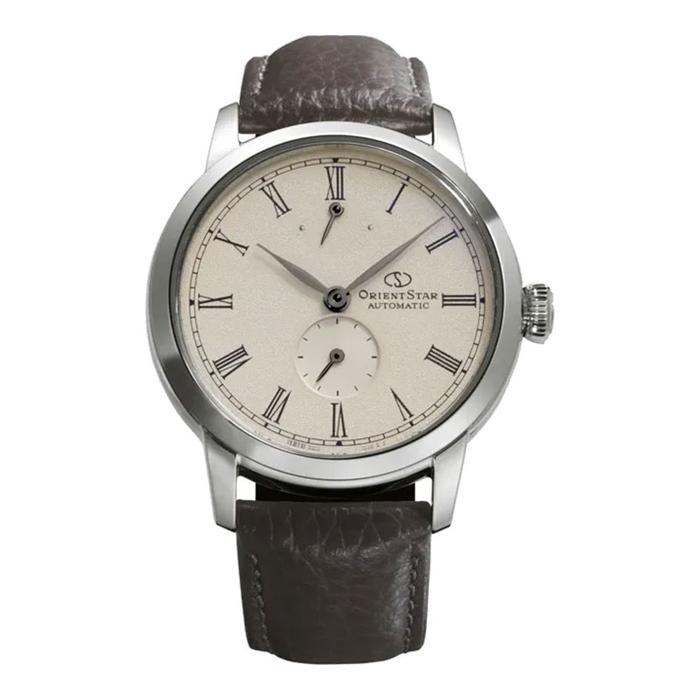 Jam Tangan Pria Orient Star M45 F7 RE-BS0002S Small Second Automatic Ivory Dial Brown Leather Strap