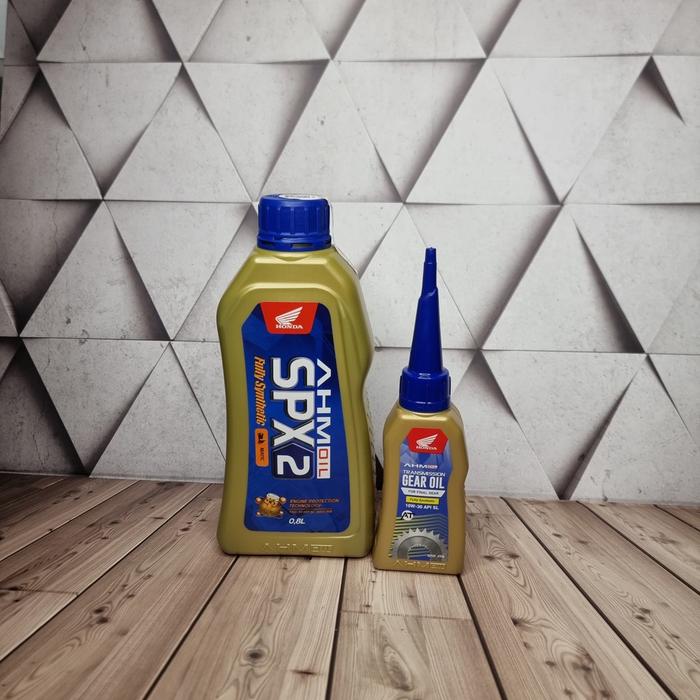 BEST SELLER Oli Mesin Spx2 + Oli Gardan Ahm Gear Honda Syntetic Oil Paket Motor