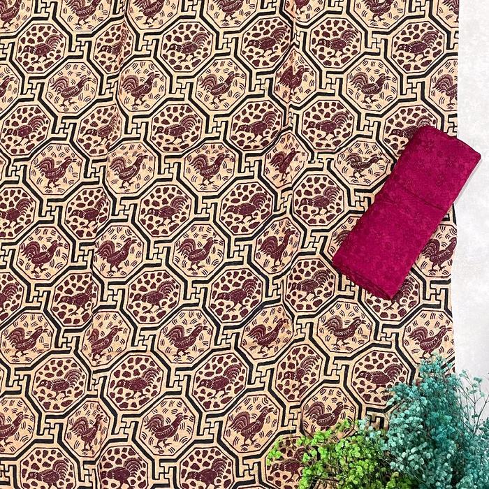 kain batik handprint angkin bahan viscose semi sutera khas trusmi cirebon motif ayam