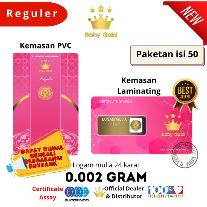 PAKETAN ISI 50PCS BABY GOLD 0.002 GRAM EMAS MURNI