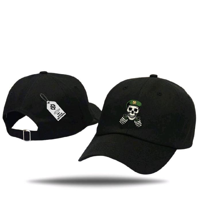 PROMO topi basel terbaru murah berkualitas pasti pas!! gambar tengkorak tentara perang memegang bom 