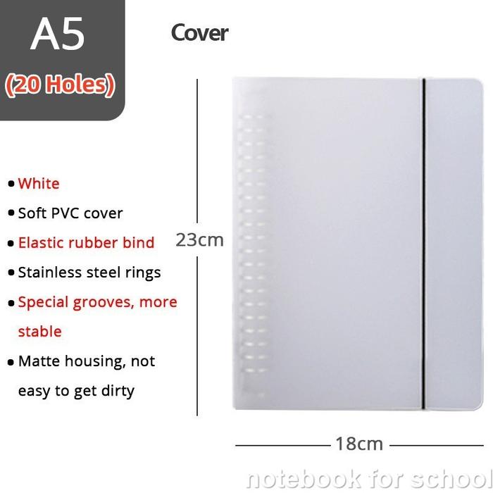 Binder Ukuran A5 20 Ring Transparan Matte Doff Aesthetic Cover Ring Sampul Loose Leaf