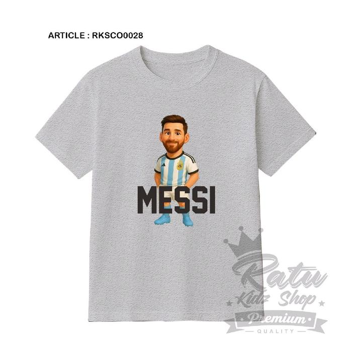 Ratu Kids Shop Baju Anak Laki-laki Messi Artikel RKSC00028 Kaos Anak Motif Messi Warna Abu-abu
