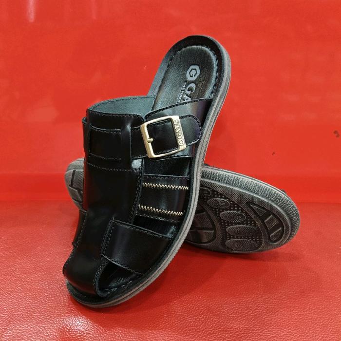 Gats Sandal Sepatu Gats SL-961 Sandal Kulit Mule Clog Pria dengan Desain Buckle dan Zipper untuk Ken