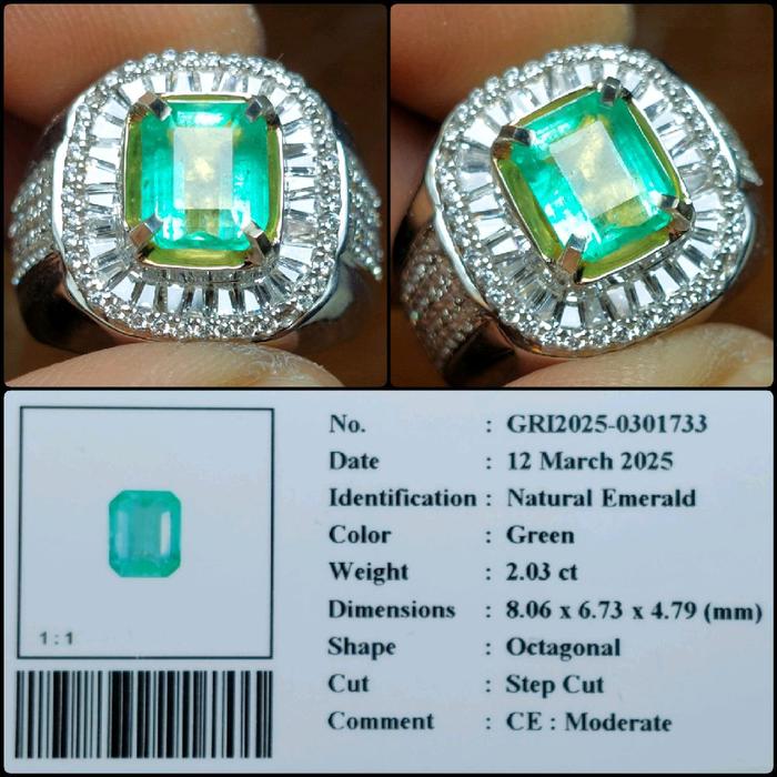Batu Permata Zamrud Natural Emerald Colombia Asli Garansi Crystal Clean Good Luster Octagon Gems