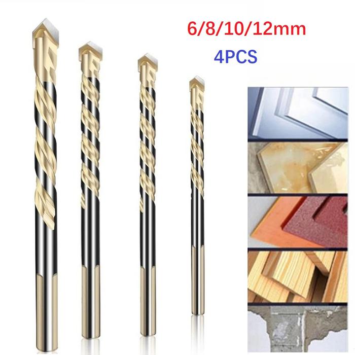 4pcs 6/8/10/12mm Multifunctional Drill Bit 2 Flute Carbide Tip Drill