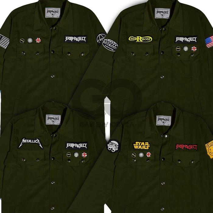 JAKET PRIA  SEMIPARKA HIJAU ARMY FULL BORDIR - Field Jacket semi parka | Jaket Trucker semi parka pr