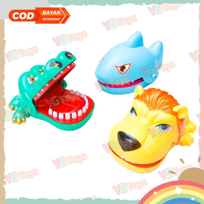 YGtoys Mainan Hiu dan Singa Gigit Jari Buaya Gigit Jari Crocodile Dentist Mainan Keluarga Korea Seru