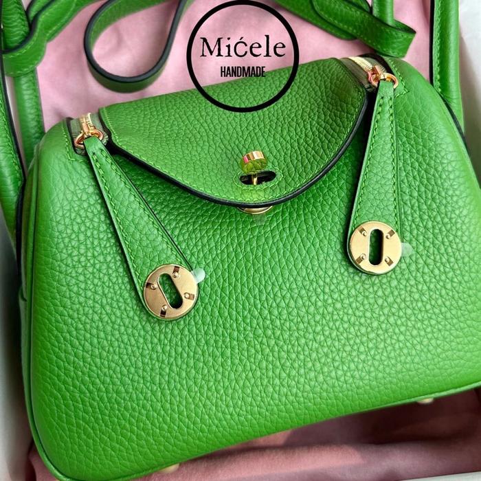 Mini Lindy TC Leather in Vert Yucca & Gold Hardware