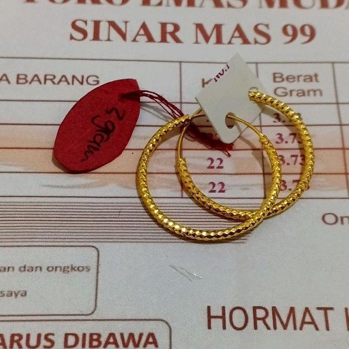 Anting emas Gipsy motif ukir Anting gipsy wanita dewasa Earrings