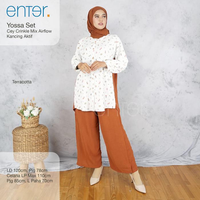 Yossa One Set Jumbo Ld 120 2XL XXL By ENTER Setelan Wanita Bigsize Muslim Baju Atasan Panjang Gamis 