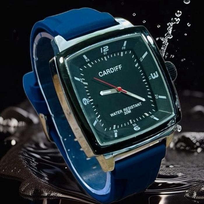 Cardiff Jam Tangan Pria Analog Anti Air Tali Raben  Tahan Air Model Water Resistant