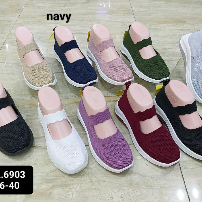 Sepatu inport original brand Nazaru Casual Shoes Wanita Sneakers Kerja Snekers Kasual Black Hitam Fl