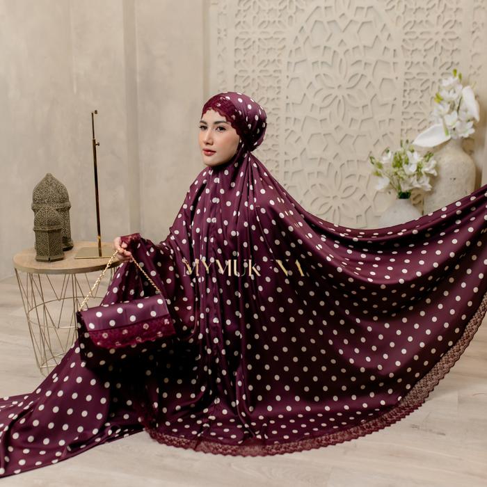 Mukena Dewasa 3in1 Armani Silk Renda Polkadot Elegant Daily