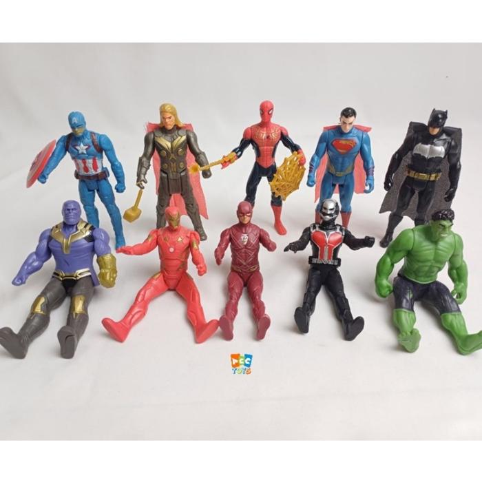 Mainan Action Figure Robot Avengers Superman Batman 10 PCS Captain America Spiderman