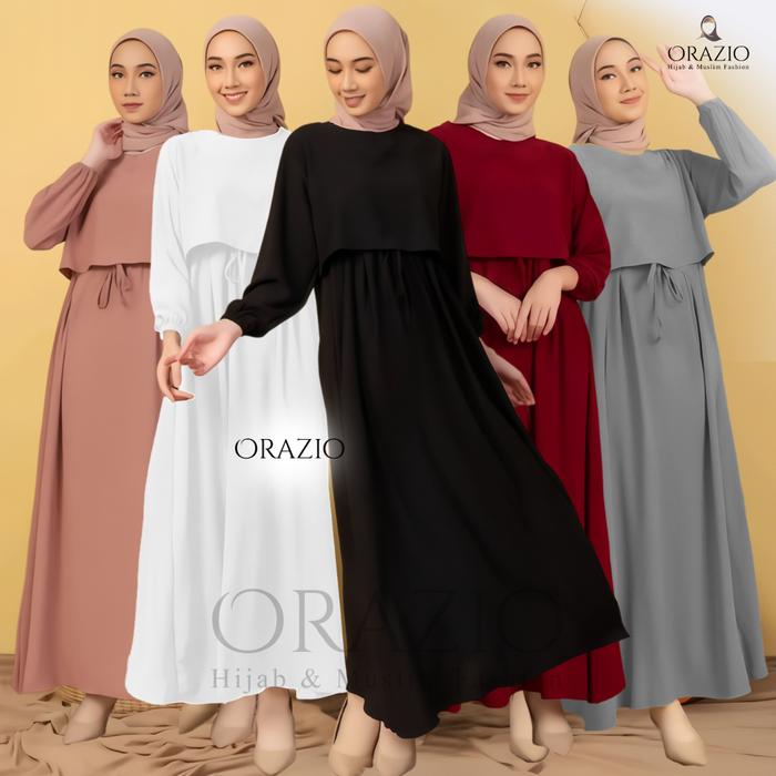 Top Crop Bisa Di lepas 1 set Gamis Dress Cringkel Premium Zafina V1 2024 Longdress Gamis Crinkle Air
