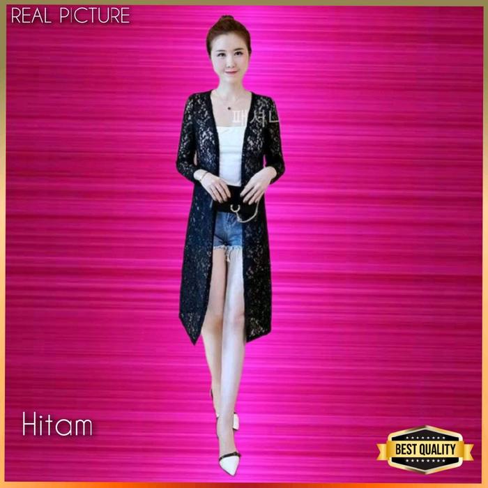 Outer Blazer Cardigan Wanita Loxame Vest Brokat Kondangan Hijab Hitam