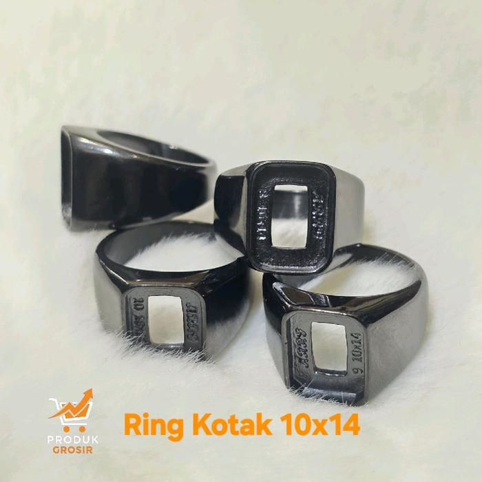 Cincin Emban Titanium Black Polos 10x14 - Ring Kotak 10x14 untuk Pria