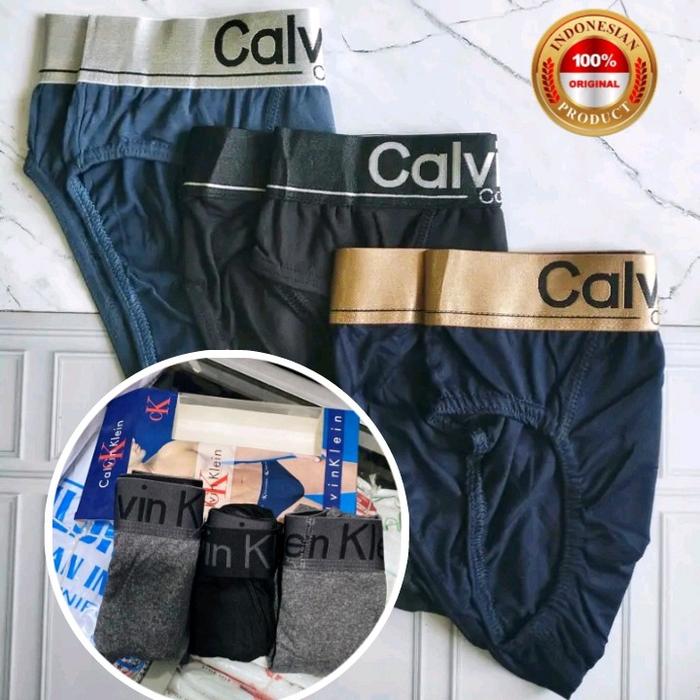 Celana Dalam Calvin Klein Pria Model Karet | Celana Dalam Pria Dewasa 1 Kotak isi 3pcs CD