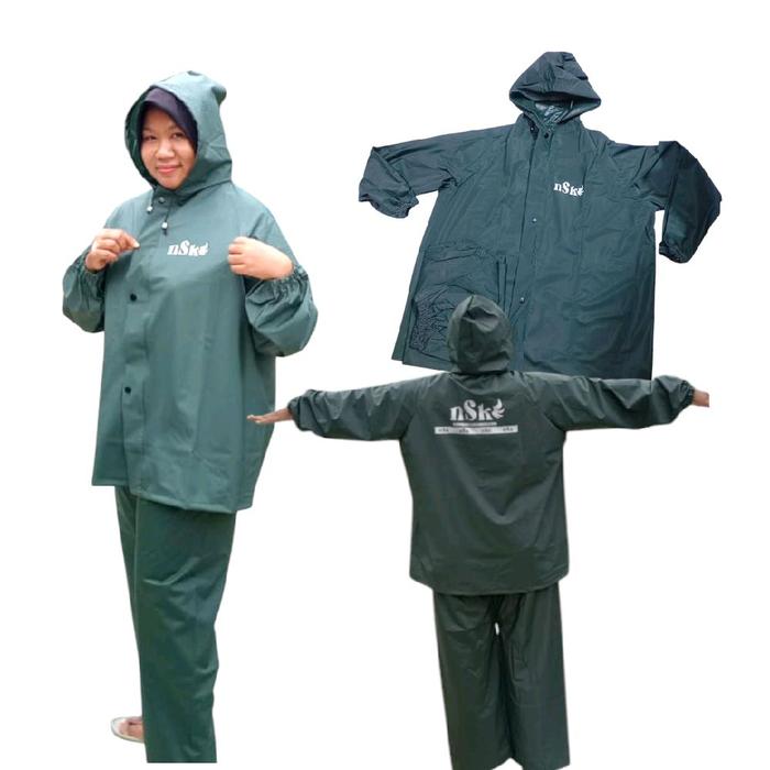 Jas Hujan Setelan Pria Wanita NSK – Bahan Tebal PVC, Tahan Lama