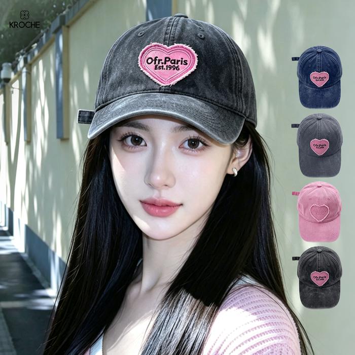 Kroche Topi Baseball Vintage Love Patch Paris Est 1996 Topi Snapback Fashion Wanita