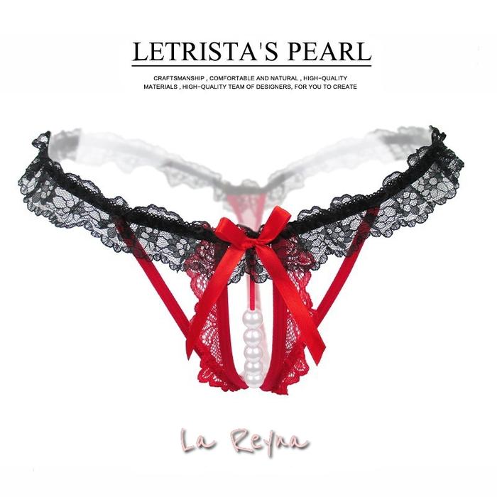 COD Celana Dalam G String Renda Lace Mutiara Sexy Lestrista's Pearl CD010