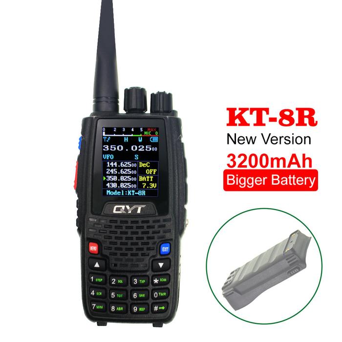 QYT KT-8R Walkie Talkie 5W 3200mAh Quad Band Handheld Amateur Radio