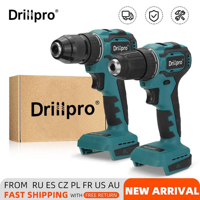 Drillpro Brushless Electric Screwdriver Hammer Drill 13mm 10mm 21+1 Torque Cordless Electric Drill f