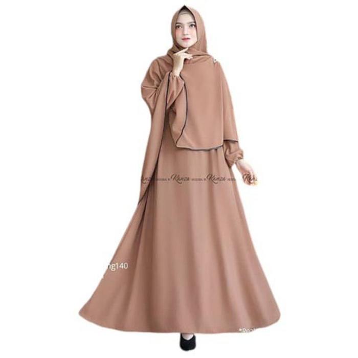 Baju Gamis Dress Pesta Kondangan Muslim Syari Busui Polos Wanita Ukuran  L Xl Xxl Jumbo Khanza Plus 