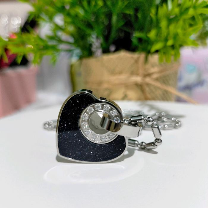 Pendant Heart Blue Kalung Kesehatan MCI Original