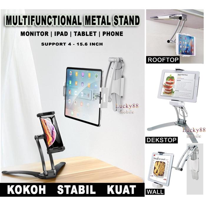 MULTIFUNCTIONAL HOLDER STAND for IPAD TABLET MOBILE PHONE MONITOR STAND ALUMINIUM ALLOY MULTIFUNGSI 