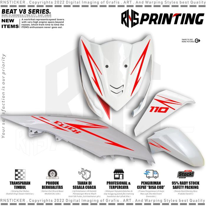 V8 Cutting Sticker Striping Variasi Beat FI 110 Simple Striping Beat Clik Custom Nama Stiker Beat F1