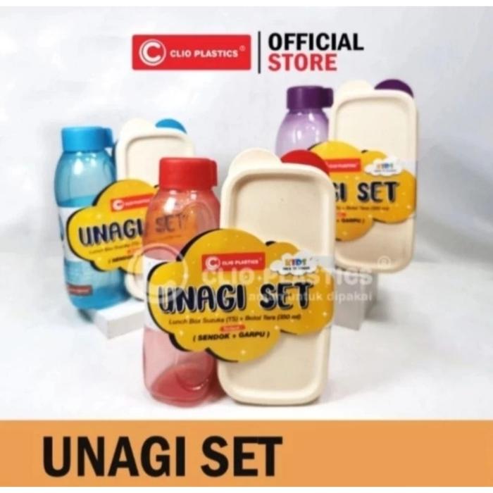 Lunch box set Unagi set Clio / kotak Makan botol Minum set Unagi