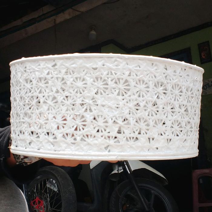 peci anyaman bambu putih anyaman polos