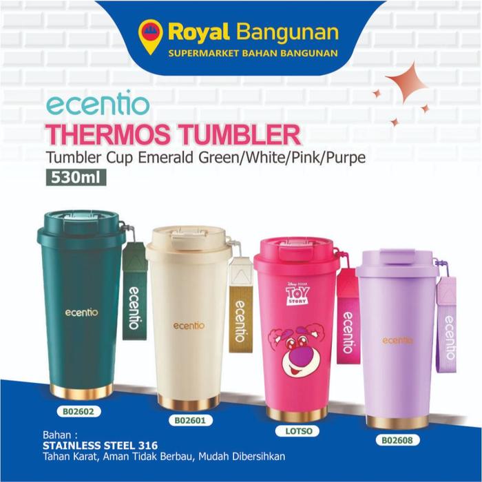 Ecentio Tumbler Cup 530ml I Tumbler Stainless Steel / Estetik Botol Minum Tahan Dingin 25 Jam