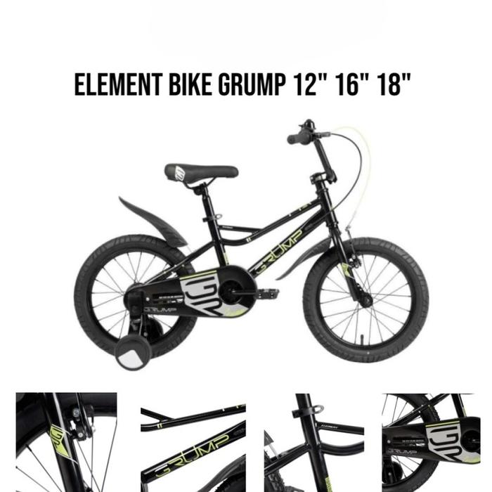 SEPEDA ANAK BMX ELEMENT BIKE GRUMP 12" 16" 18" BLACK LIME