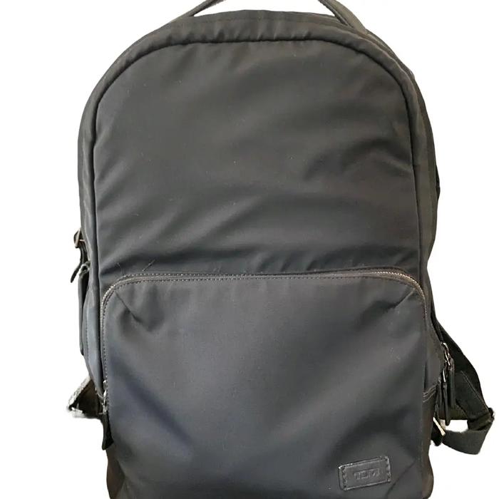 Tumi backpack kanvas black with leather