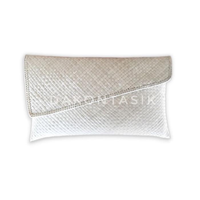 Clutch Miring Putih Natural Anyaman Pandan Bisa Decoupage - DakonTasik