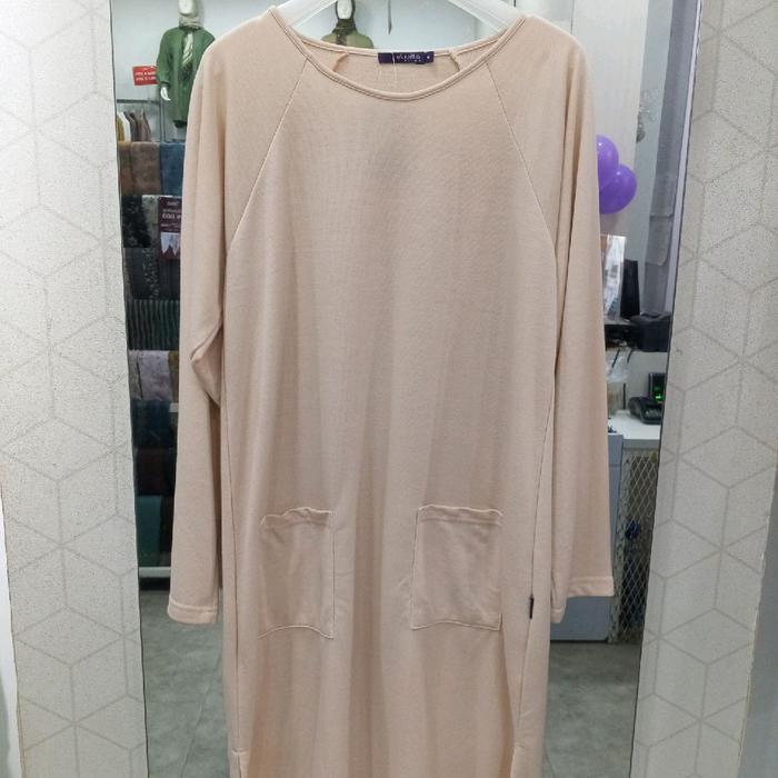 ELZATTA - Tunik Cadual Kamita Cream Size S  Bahan Kaos Atasan Daily Besy Seller