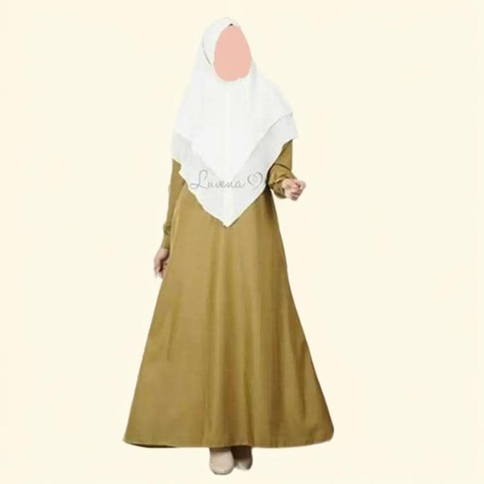 Basic Dress Toyobo by Luvena baju gamis wanita dewasa Mocca Pink Kancing Kantong Muslim Nyaman Katun