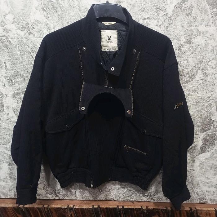 Jaket harington pria TEBAL black PLAYBOY sz XL winter original