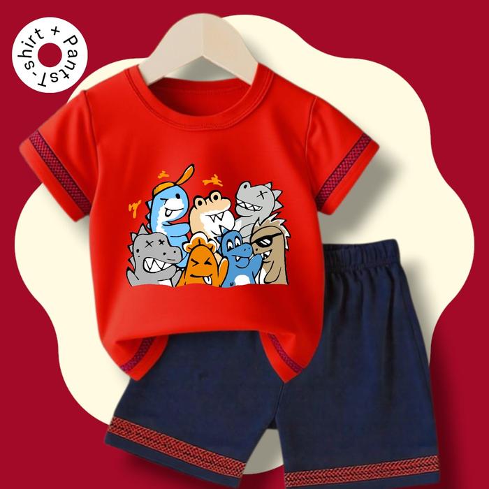 BELIGHT - SETELAN BAJU ANAK LAKI LAKI DINO MURAH KEREN