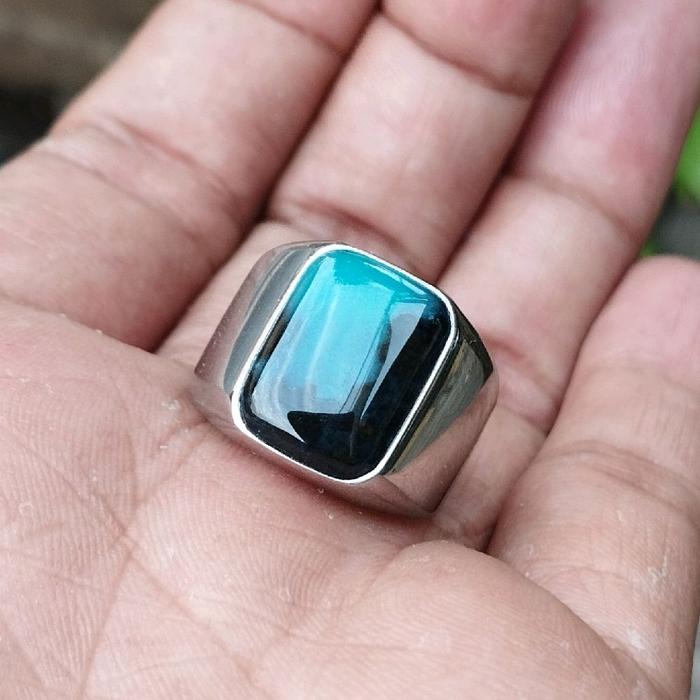 Cincin batu akik bacan Doko totol coklat keristal Natural batu
