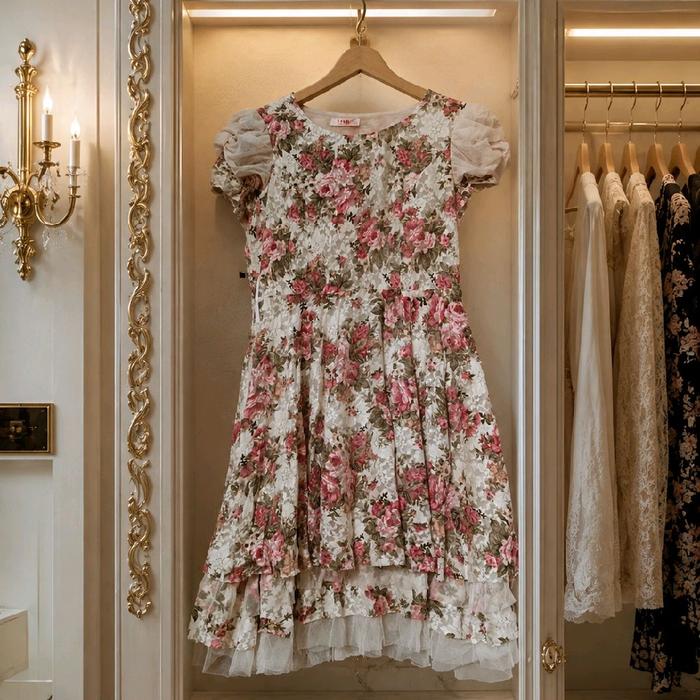 dress brokat brukat Lace renda bunga flower floral vintage mewah premium elegant korea BKK Bangkok t
