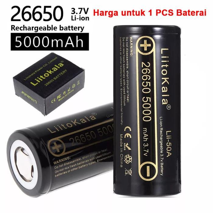 (EM) LIITOKALA Lii-50A Baterai 26650 5000mAh 20A Authentic Li-ion