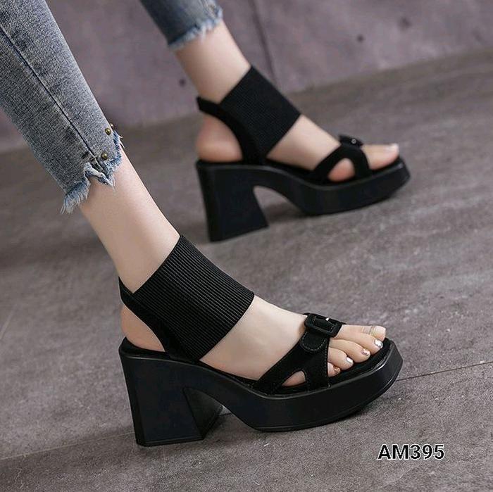 HIGH HEELS BLOCK PADIOR PLATFORM AM395 HIGH HEELS SANDAL WANITA SANDAL SANTAI SEPATU WANITA HIGH HEE